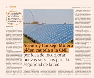 ACENOR y Consejo Minero piden cautela a la CNE por idea de incorporar nuevos servicios para la seguridad de la red
