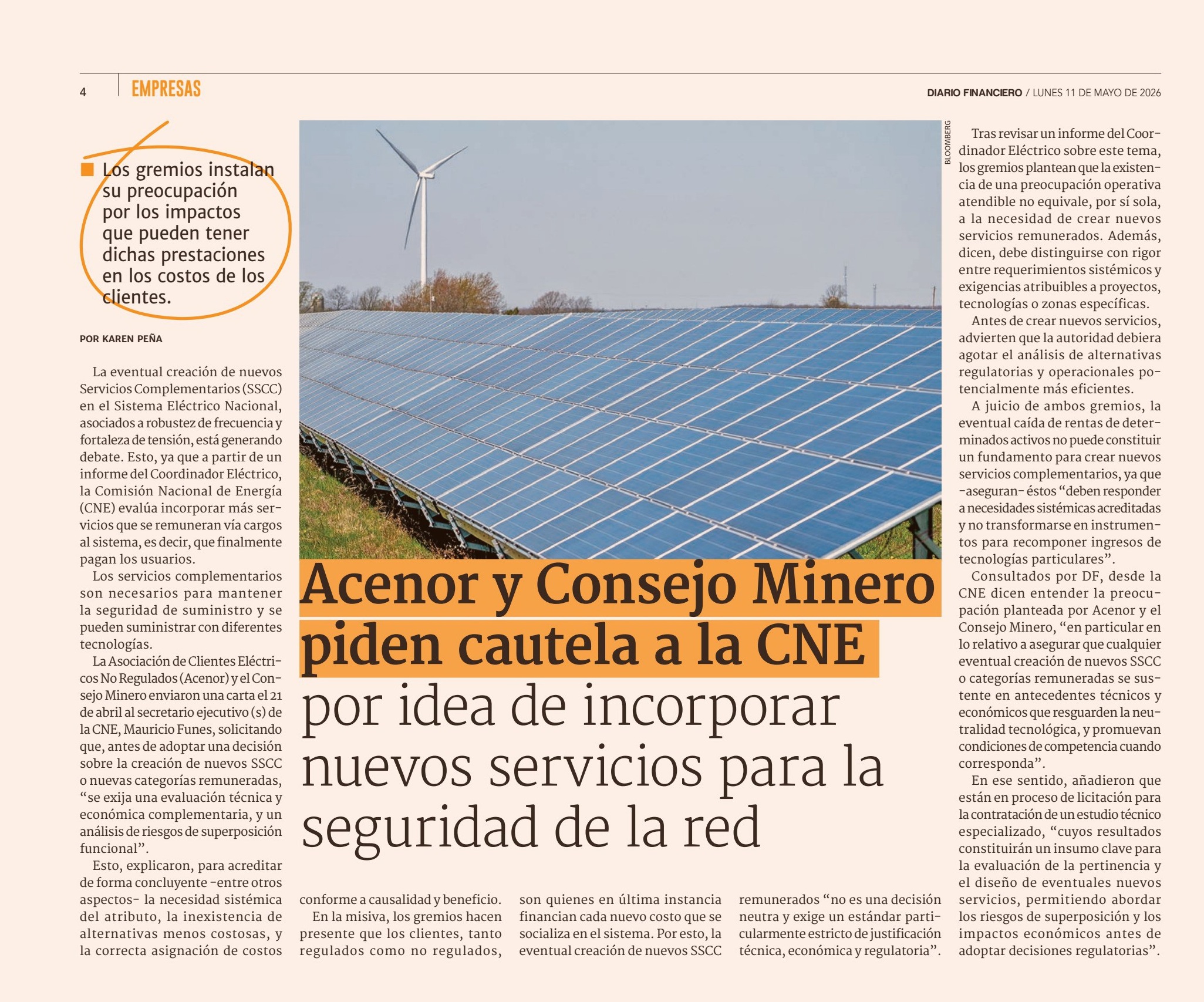 ACENOR y Consejo Minero piden cautela a la CNE por idea de incorporar nuevos servicios para la seguridad de la red